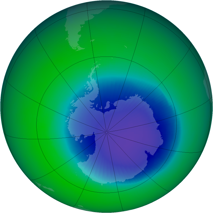 2001-November monthly mean Antarctic ozone